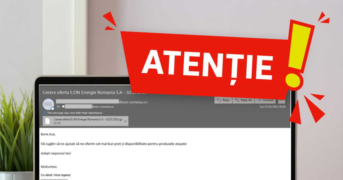 Avertisment E.On: Nu deschideți documentele și link-urile din e-mailurile primite în ultimele zile