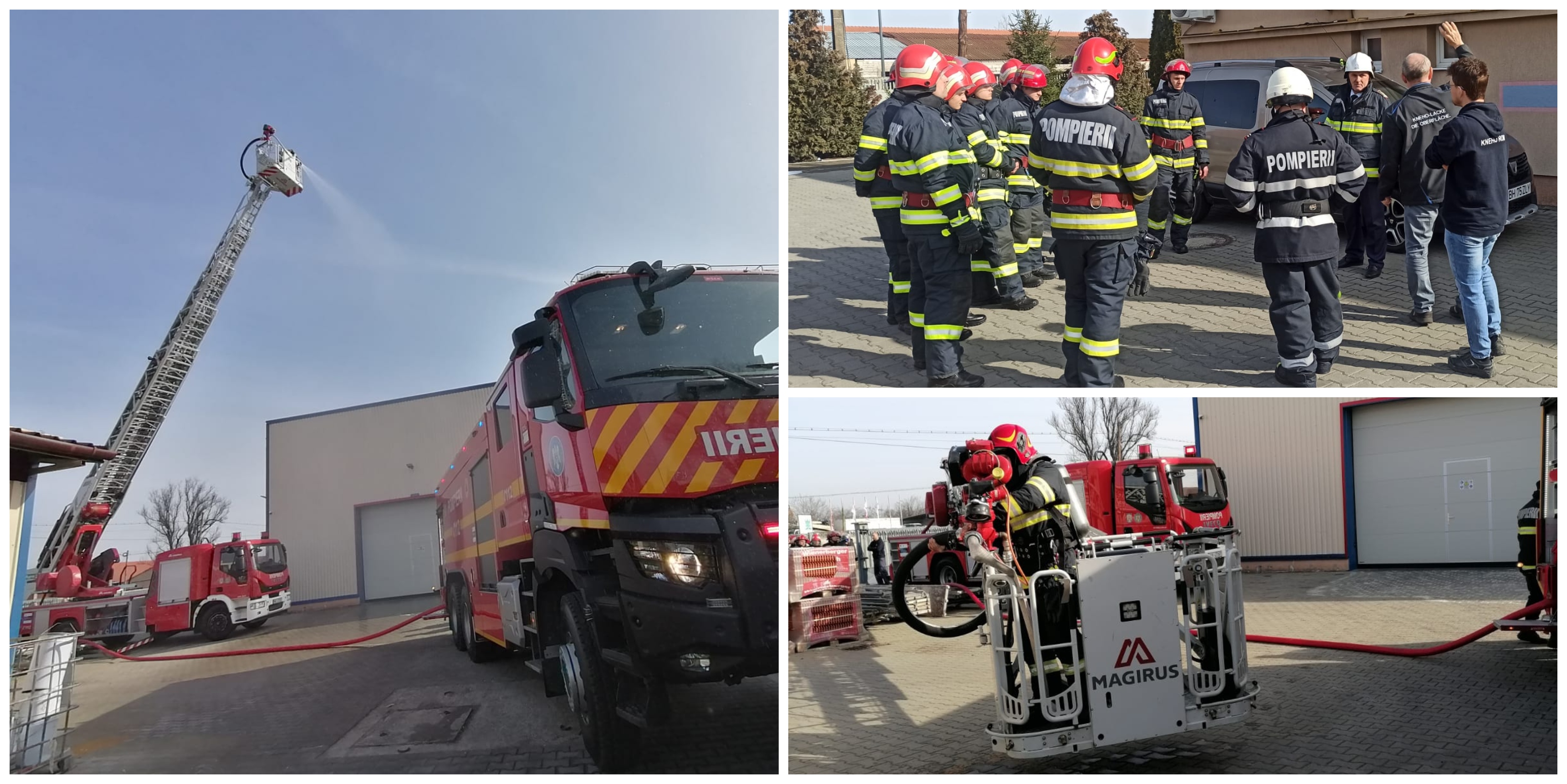 FOTO. Intervenție de amploare a pompierilor din Carei la o fabrică de vopsele (exercițiu)