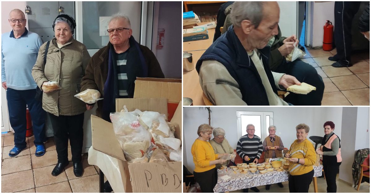 FOTO. Pensionarii sătmăreni au dat o mână de ajutor oamenilor străzii. Vârstnicii au pregătit ceai și sandwich-uri