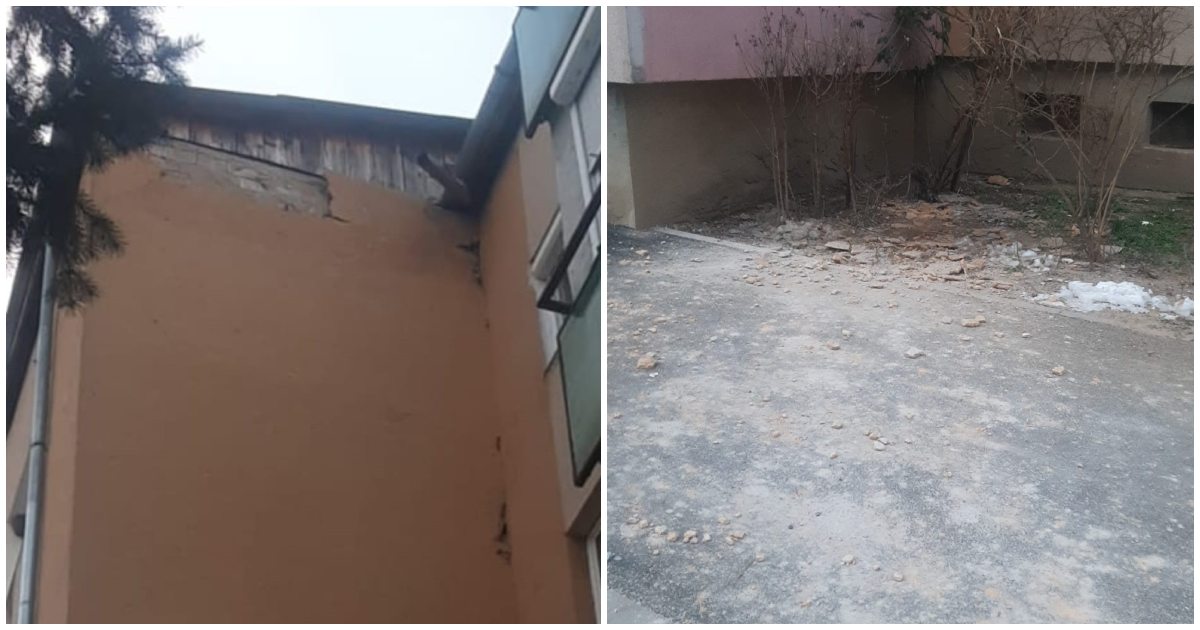 FOTO. Pericol pentru trecători, în Micro 17. Au intervenit pompierii