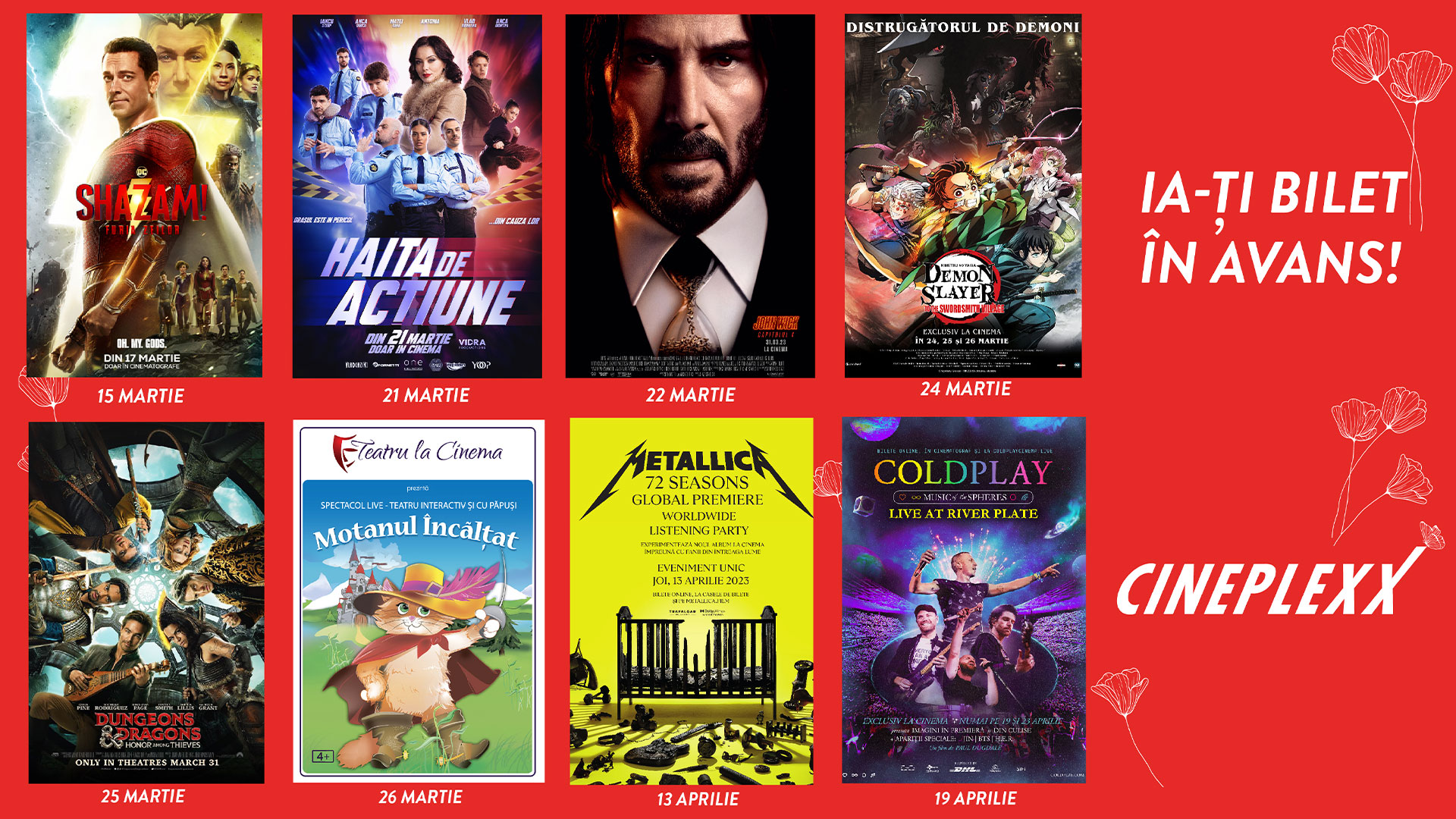 Bilete pentru cele mai așteptate spectacole ale primăverii, disponibile în avans la Cineplexx