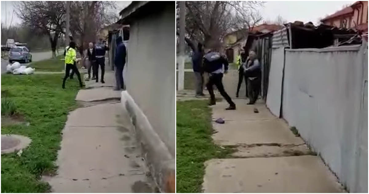 VIDEO. Imagini ireale pe strada unui oraș din țară. Polițiști bătuți cu propriul baston