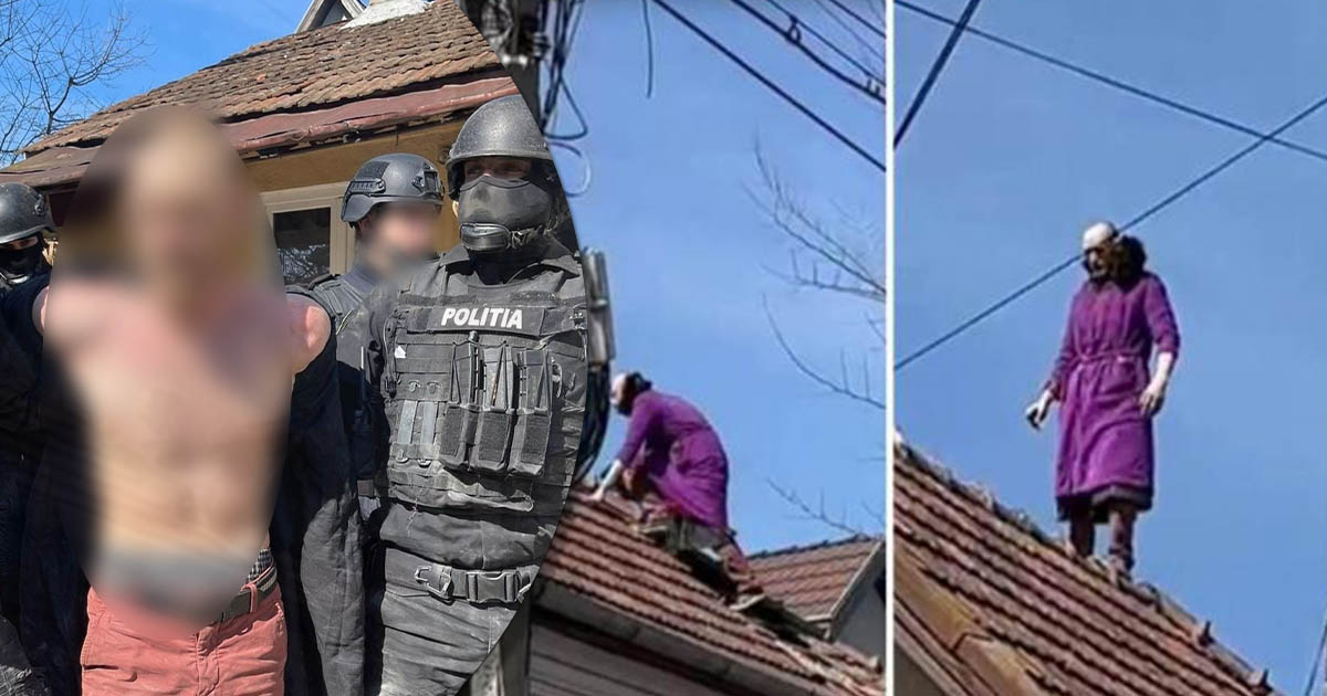 FOTO. Scene incredibile la Cluj. Și-a sechestrat soția și a amenințat că o ucide. A fugit de polițiști pe acoperiș, "înarmat" cu o lingură