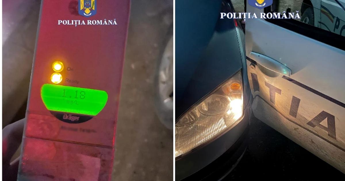 FOTO. Șofer sătmărean, urmărit în trafic de polițiști. Fără permis și băut bine, le-a lovit autospeciala. A ajuns după gratii