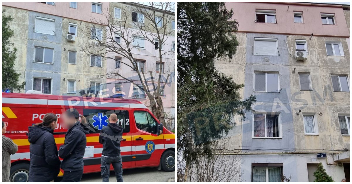 FOTO. O femeie din Satu Mare a căzut de la etajul 4. Sârmele de întins rufe se pare că i-au salvat viața