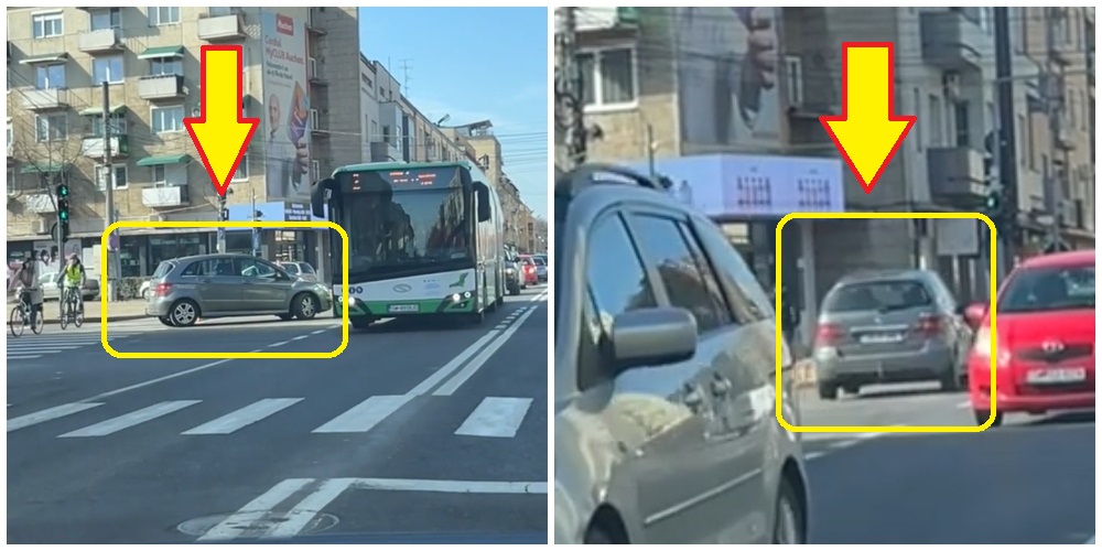 VIDEO. Șoferiță cu mașina pe roșu și pe contrasens. În centrul municipiului Satu Mare