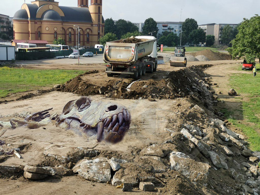 FOTO. Al treilea pod peste Someș, blocat! Oase de dinozaur (T-REX), descoperire uriașă în Satu Mare!