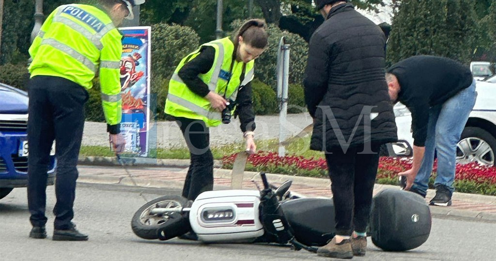 SATU MARE. Doi indivizi, pe scuter, urmăriți de Poliție pe șosele. Au căzut, apoi au fugit