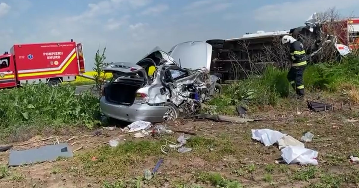 VIDEO. Accident grav în țară. Plan roșu activat: 9 victime, coliziune între un microbuz și un autoturism