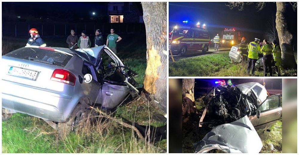 FOTOGALERIE. Un tânăr a murit după ce mașina a izbit un copac. Tragedie în județul vecin
