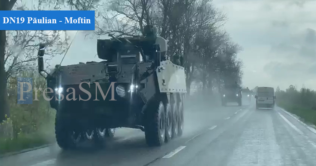 VIDEO. Coloană cu zeci de blindate de luptă în județul Satu Mare. Aduse de la mari unități din țară