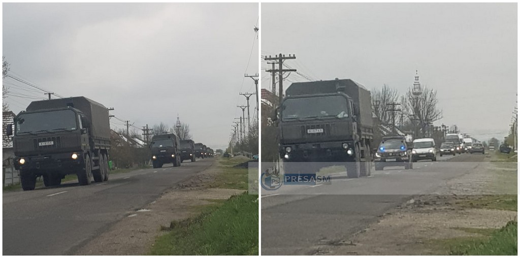 VIDEO. Zeci de camioane militare au tranzitat județul Satu Mare. Se construiește o mare fabrică de reparare a tancurilor