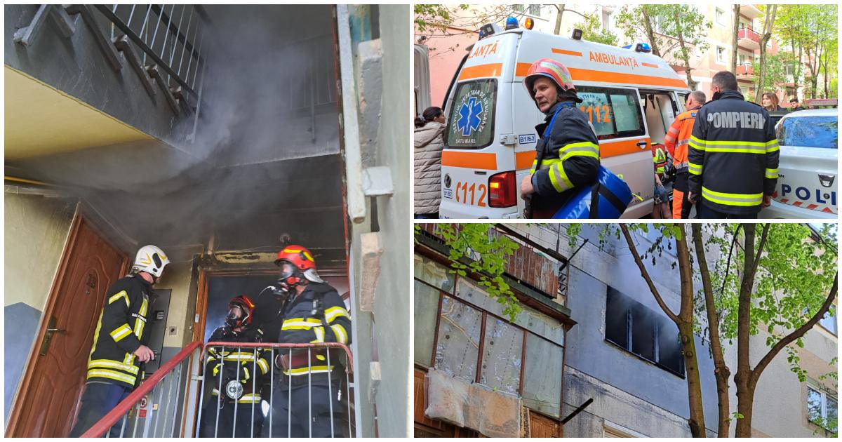 FOTO/VIDEO. Lumânare periculoasă! Incendiu într-un bloc din Micro 16, locatari evacuați