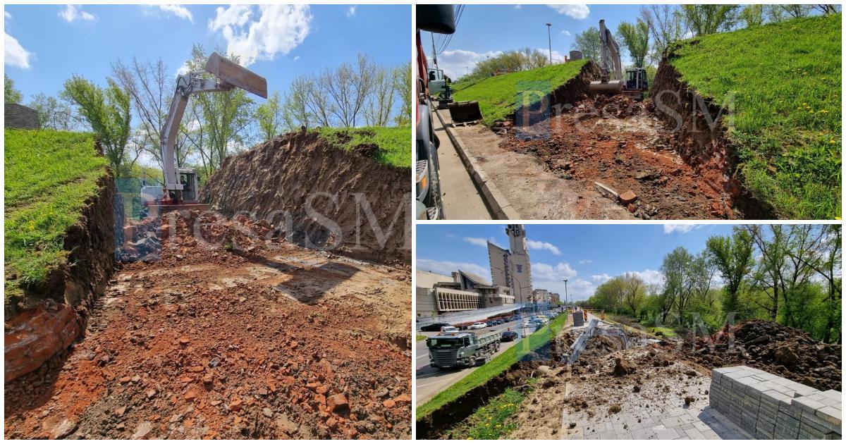 FOTOGALERIE. A fost spart digul în centrul Sătmarului. Gaură mare, autoritățile spun că totul e sub control