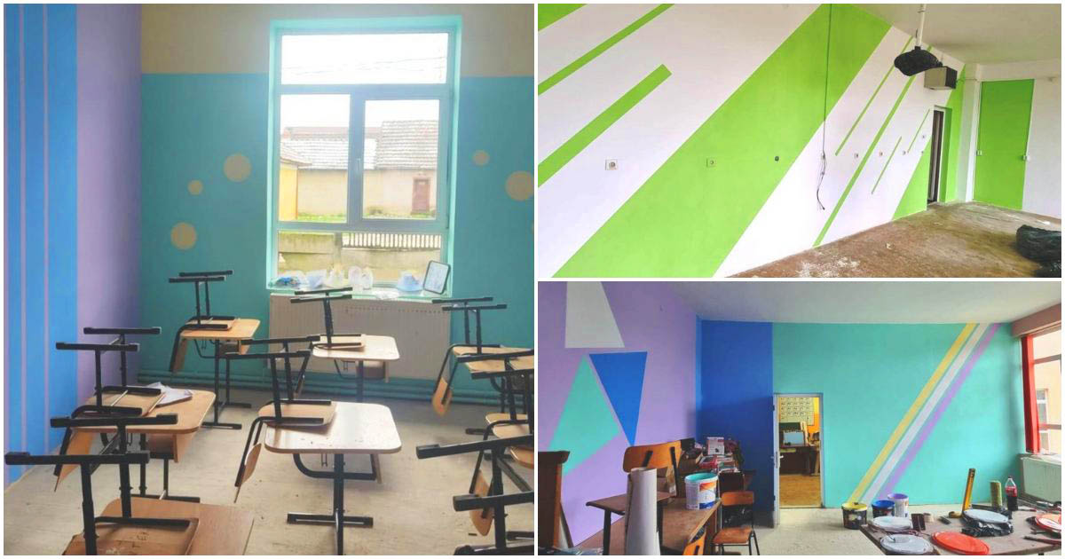 FOTO. O școală din județ se umple de culoare. Condiții mai bune pentru elevii de la sate