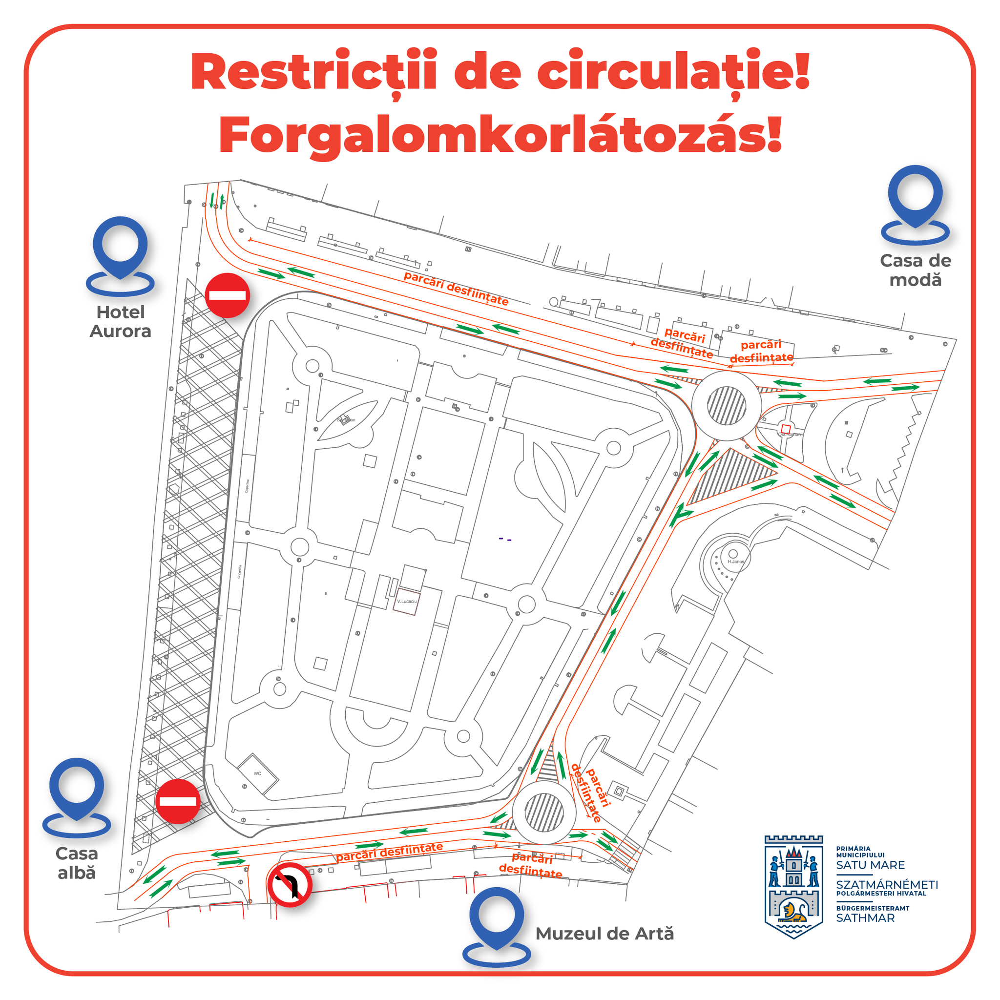 FOTO. Atenție! Parcare interzisă în centrul vechi al Sătmarului! Regulile se schimbă total