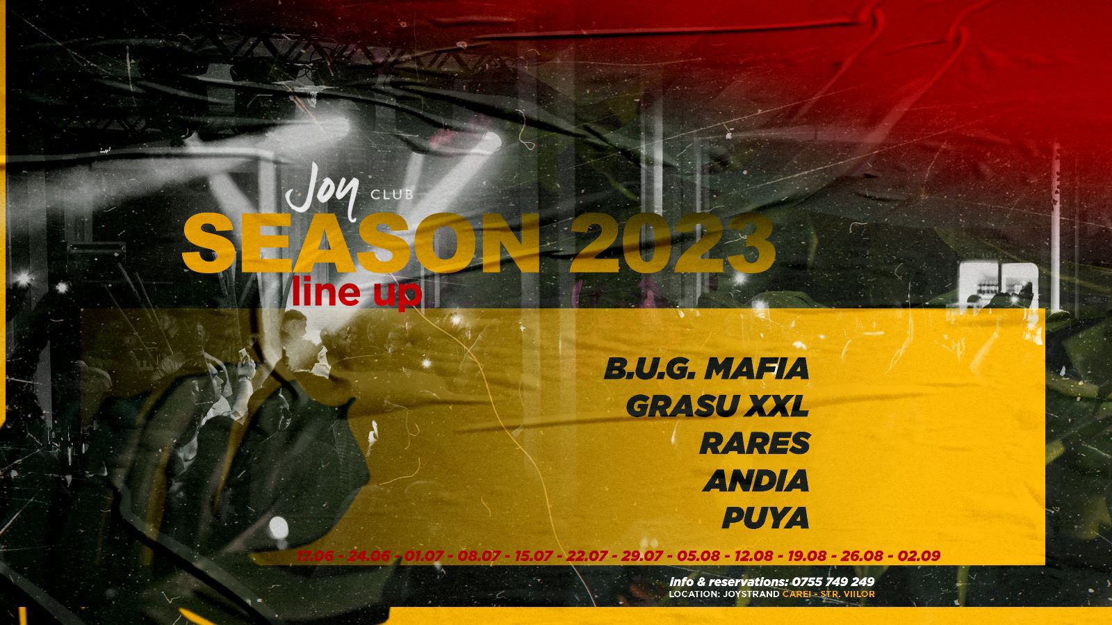 Vară incendiară la Joy Club Carei: BUG Mafia, Puya, Grasu XXL și mulți alții