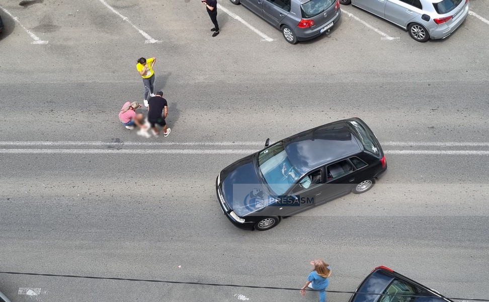 FOTO. Accident în centrul municipiului Satu Mare. Disperare, acuze și țipete