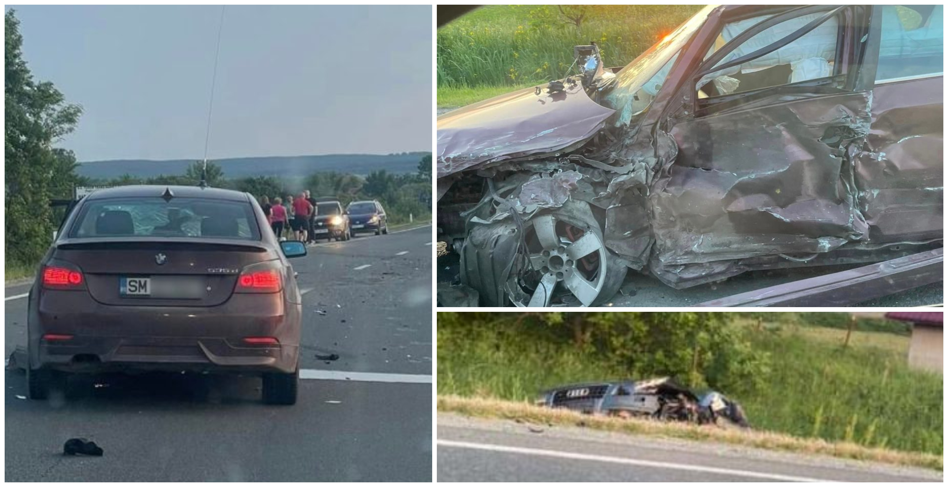 FOTO. Accident grav în județul Satu Mare! O mașină a ajuns în șanț, un tânăr la Urgență