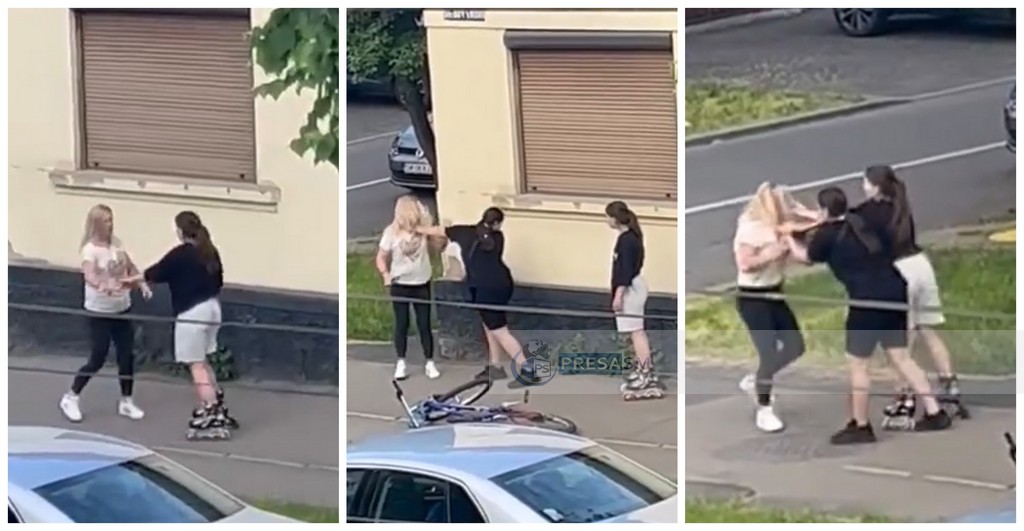 VIDEO. Dosar penal după altercația dintre o sătmăreancă și două adolescente. Polițiștii fac cercetări