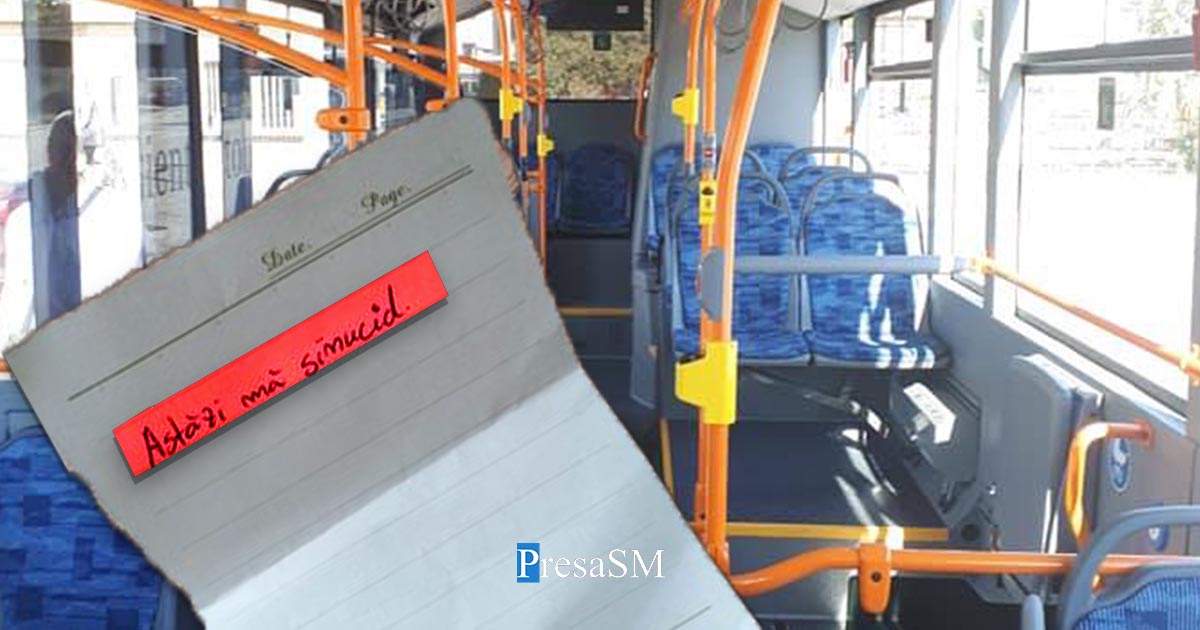 FOTO. Bilețel dramatic lăsat în autobuz, în Satu Mare: ”Astăzi mă sinucid”