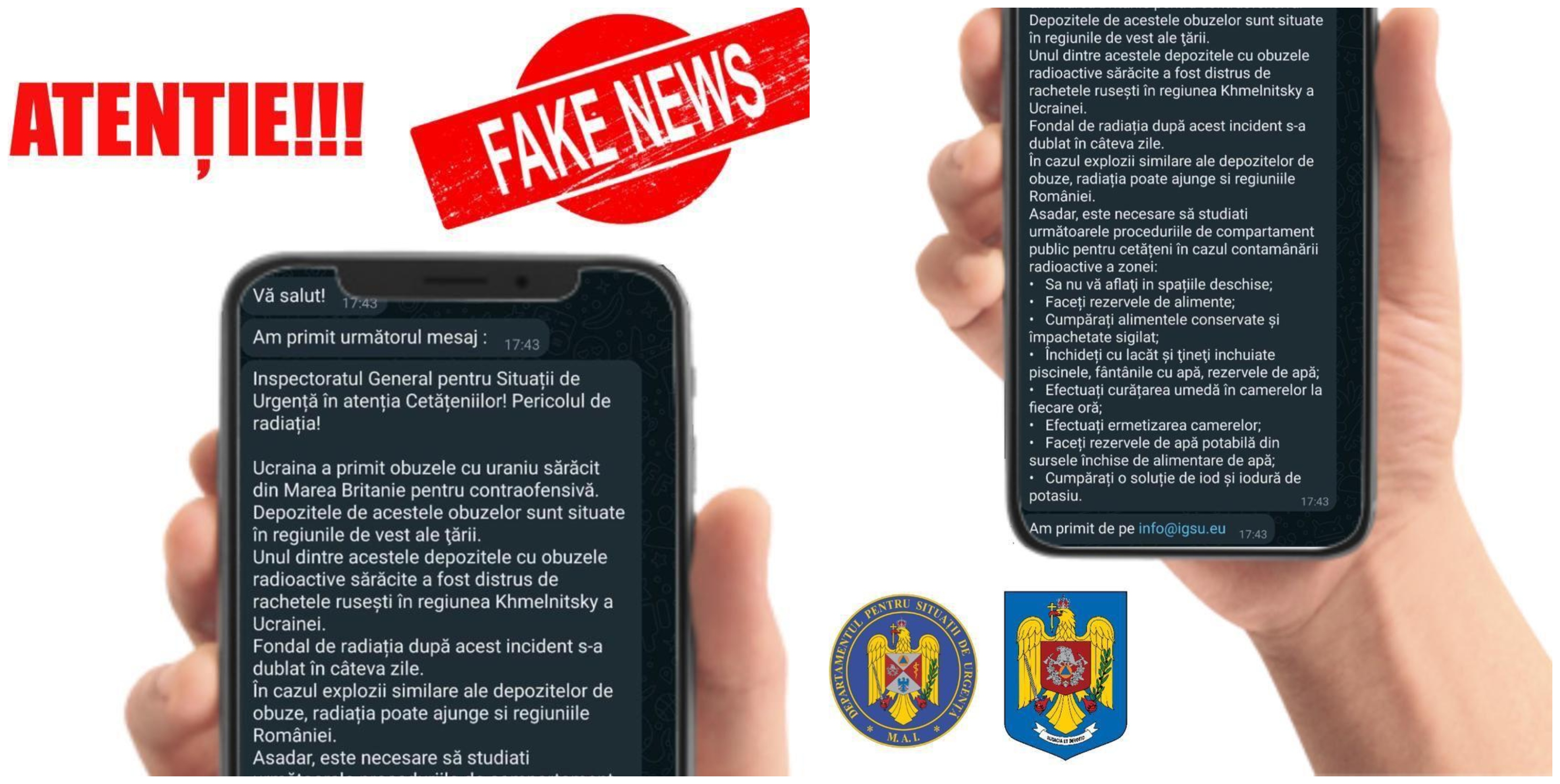 ALERTĂ ISU Satu Mare după un mesaj care anunță o explozie a unor bombe cu uraniu sărăcit