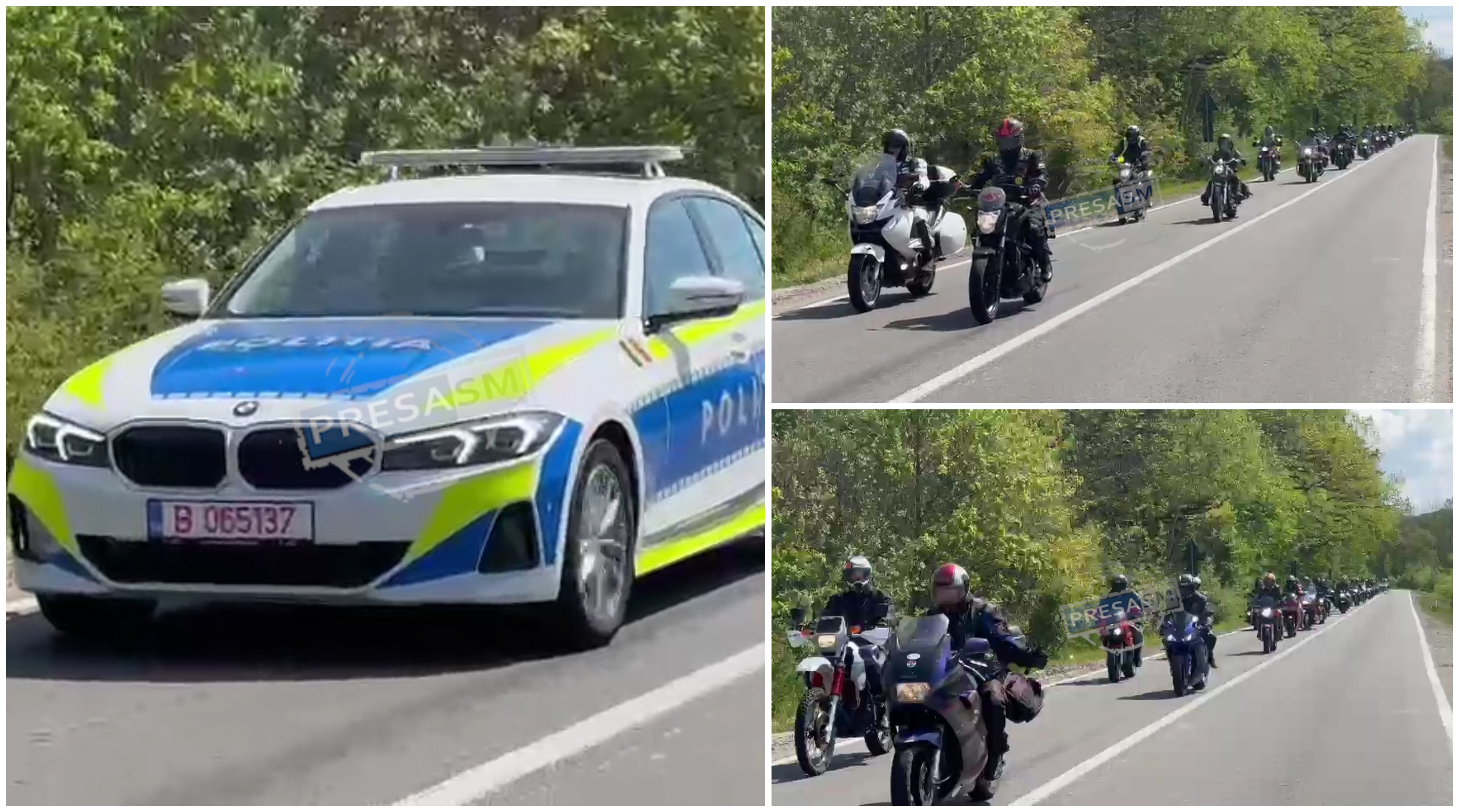 VIDEO. Coloană impresionantă! Sute de motocicliști escortați de Poliție prin județul Satu Mare