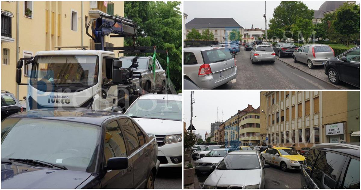 FOTO. Nebunia locurilor de parcare în Centrul Vechi. Unii șoferi își lasă mașinile pe unde apucă. Poliția Locală le ridică