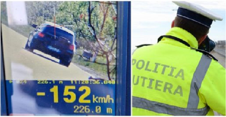 FOTO. Tânăr din Satu Mare prins cu viteză excesivă. A fost ”premiat” și transformat în pieton