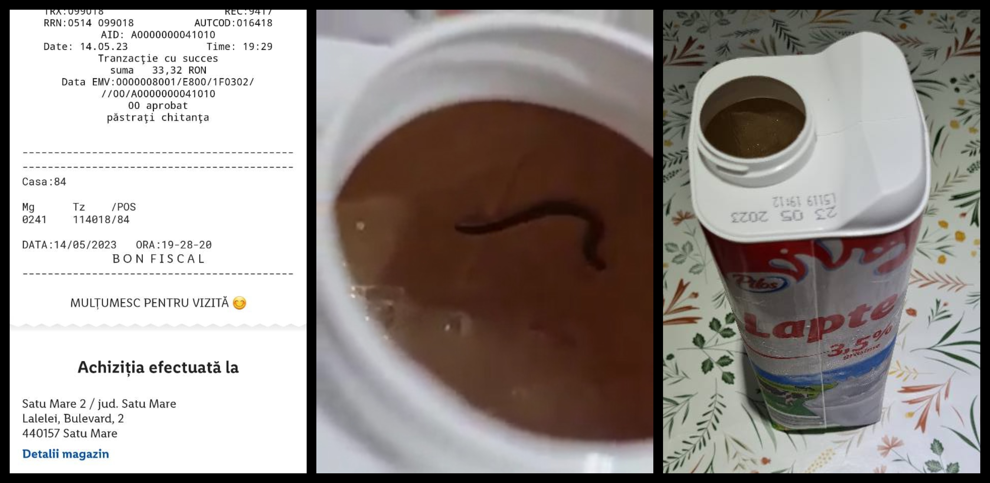 FOTO/VIDEO. Lapte cu râme, în Satu Mare. Cutia, cumpărată dintr-un supermarket