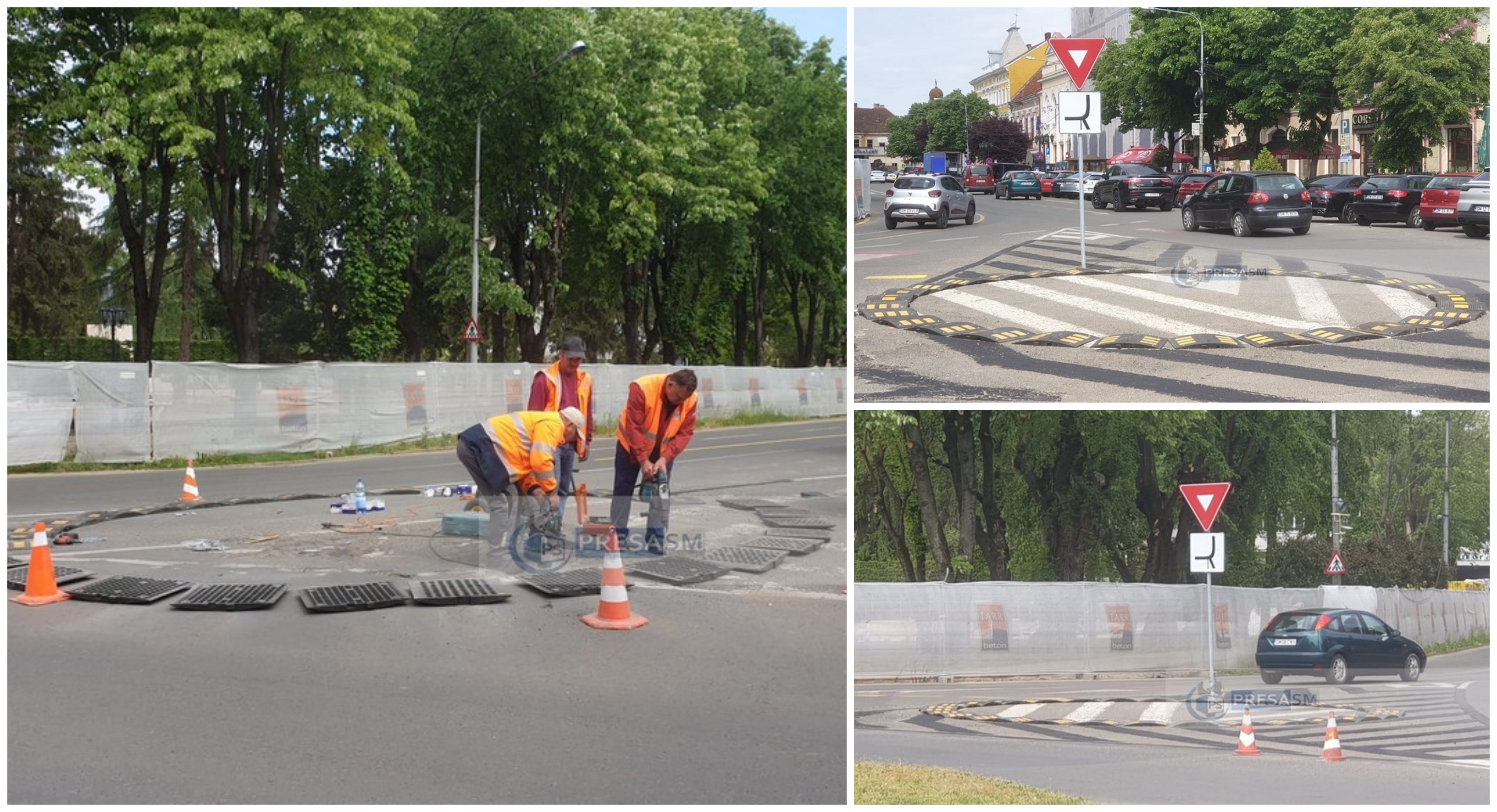 FOTO. S-au realizat noi sensuri giratorii în Piața Libertății. Se schimbă regulile de circulație, parcările sunt interzise!
