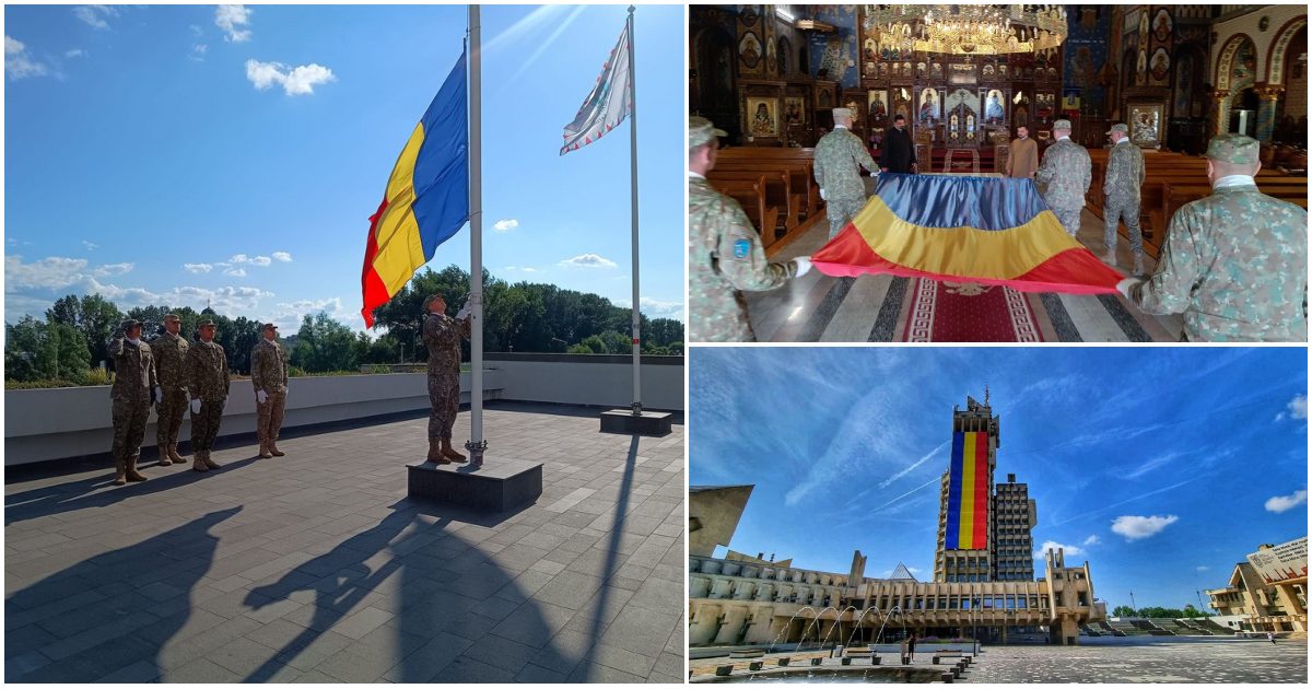 FOTO. Satu Mare se pregătește pentru Ziua Drapelului. Tricolorul a fost coborât și depus la catedrala  ,,Adormirea Maicii Domnului"