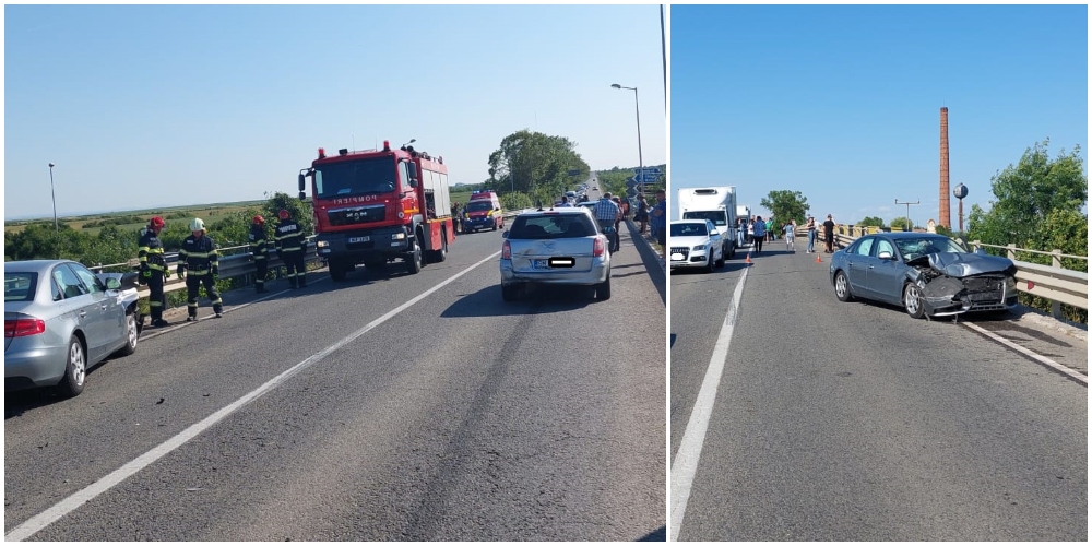 FOTO. Accident în lanț, cu victime, pe DN19, în județul Satu Mare. Circulația este blocată