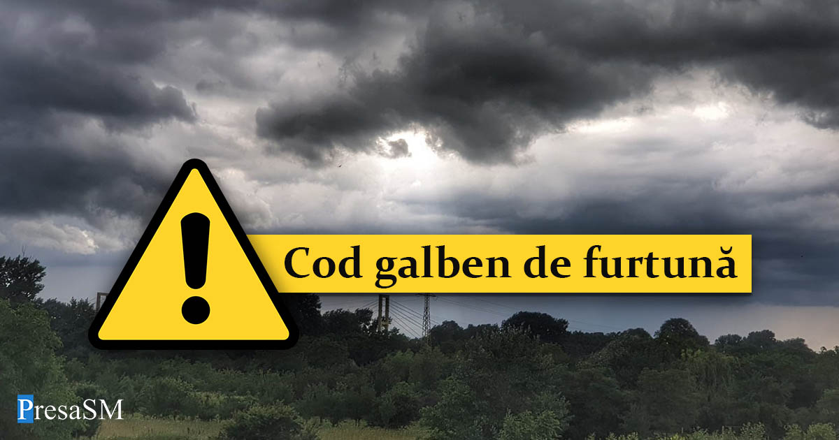 Cod galben de vreme rea la Satu Mare. Sunt așteptate furtuni și vijelii