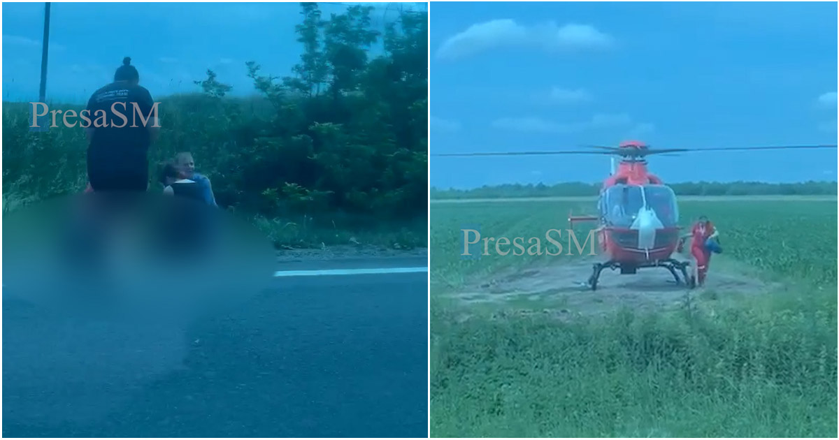 VIDEO. Copilaș de patru ani din Satu Mare, lovit de mașină. A fost chemat elicopterul SMURD