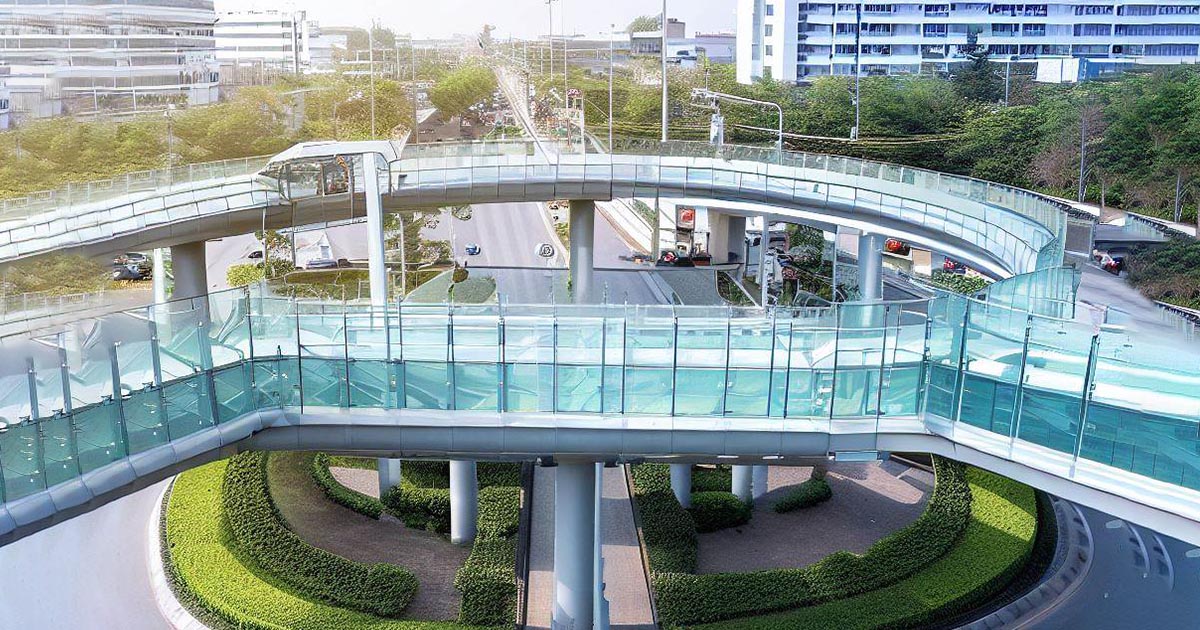 Pasaj suprateran în sensul Burdea. Cu lifturi panoramice, inserții de sticlă și iluminat ambiental