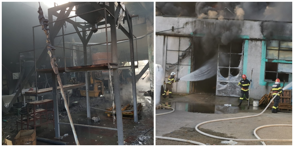 FOTOGALERIE. Dezastru la o fabrică din Satu Mare. De la ce a pornit totul și ce s-a distrus