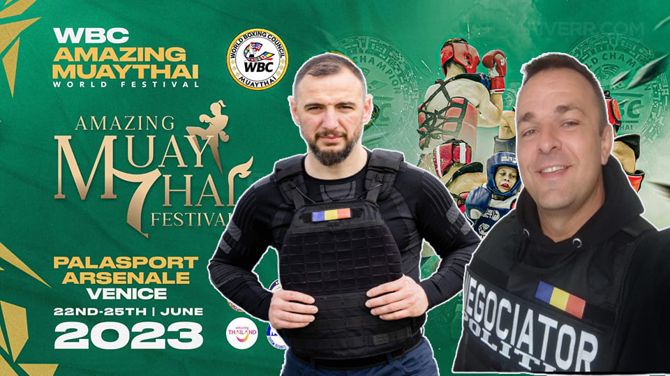 SUCCES. Doi polițiști de la trupele speciale din Satu Mare, la WBC Amazing MuayThai World Festival