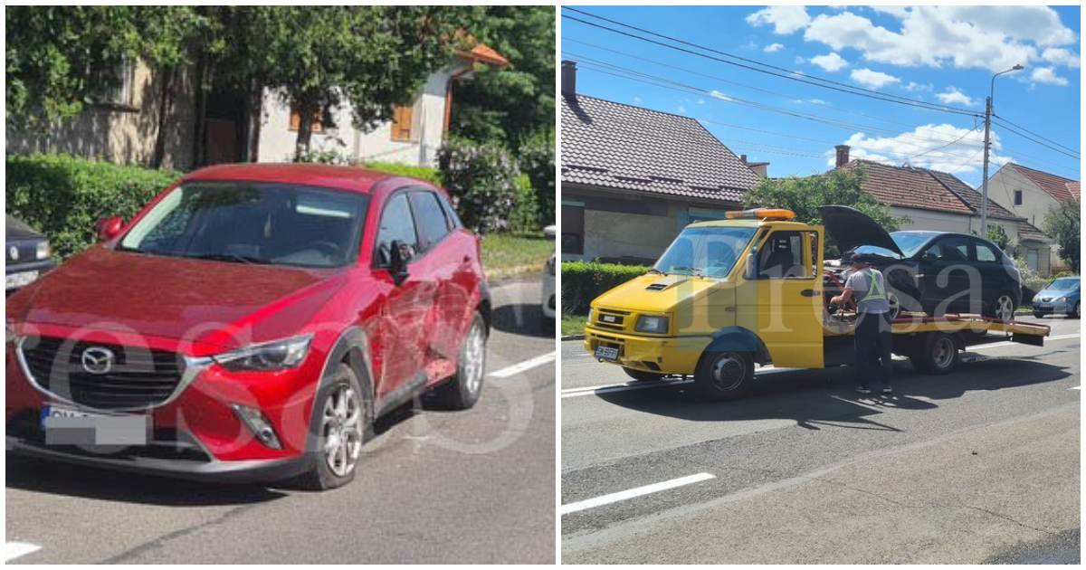 FOTO. Accident între două mașini pe B-dul Aurel Vlaicu. Unei persoane i s-a făcut rău