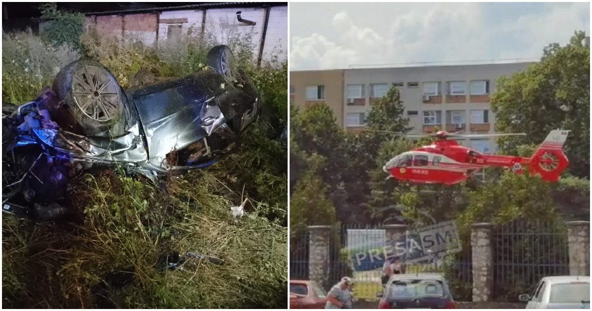 FOTO. A doua victimă din accidentul tragic de pe centura Sătmarului, preluată cu elicopterul SMURD. Dusă la Cluj