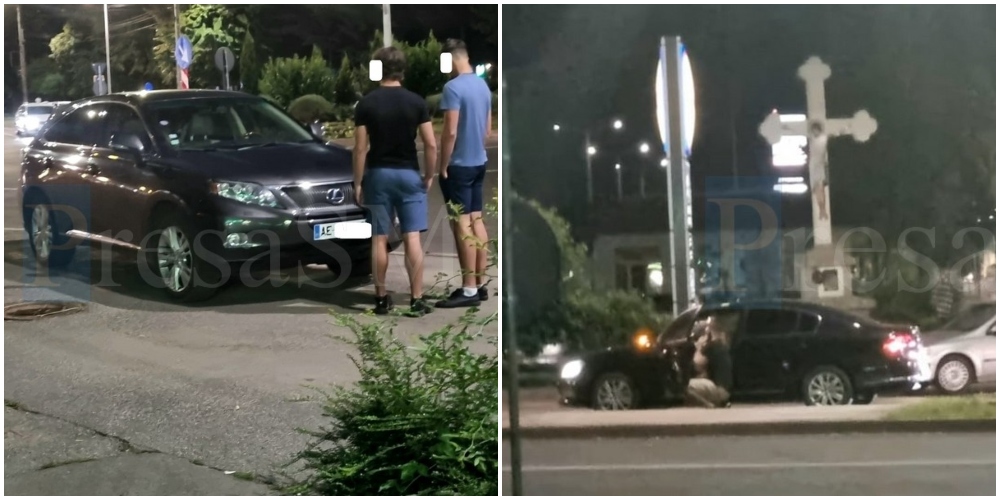 FOTO. Accident în sensul de pe Drumul Careiului. Lexus de Franța vs Passat de România