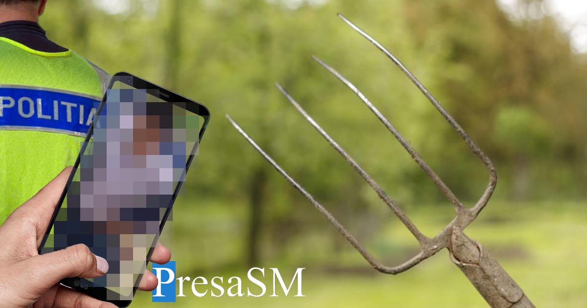 Sătmărean bătut cu furca pentru că a filmat un scandal cu telefonul mobil