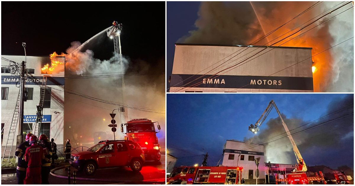 FOTO/VIDEO. Bilanțul incendiului de amploare din Satu Mare: mașini și etaj distruse de flăcări. Totul a pornit de la un trăsnet