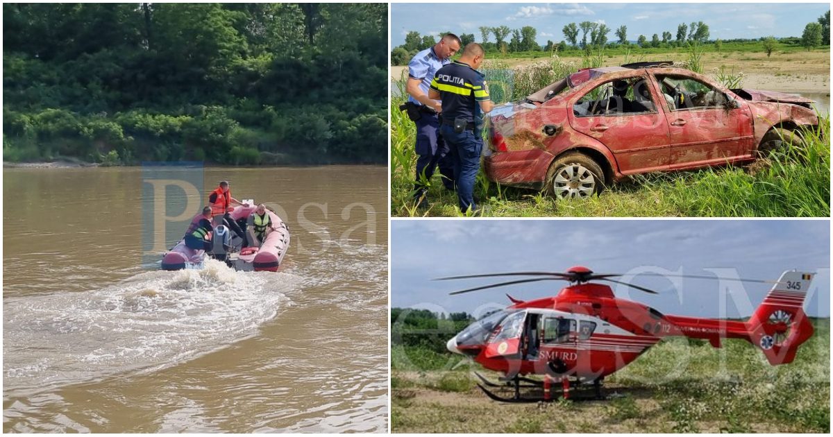 FOTO/VIDEO. Ce spune tânărul care a reușit să se salveze din mașina căzută în Someș. Șoferul încă este căutat de pompieri