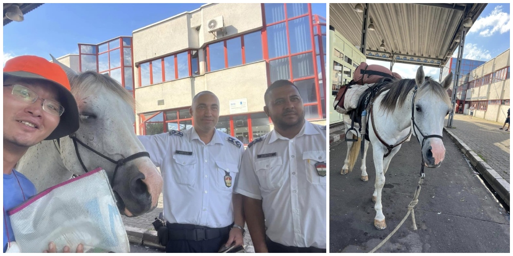 FOTO. Povestea aventurierului chinez, străbate lumea pe cal. A ajuns în Satu Mare, ”țara pălincii”, spune Xu