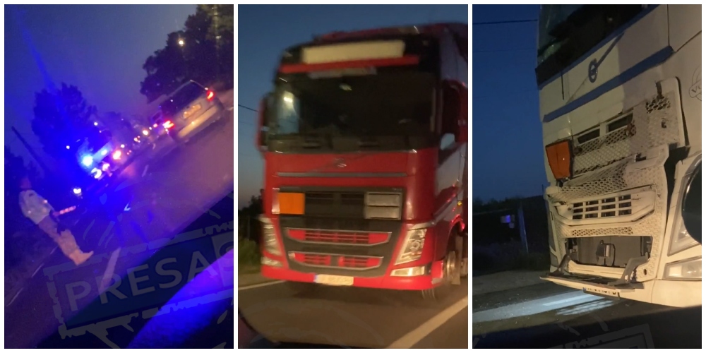 VIDEO. Accident în lanț, între mai multe TIR-uri, pe DN19, în județul Satu Mare