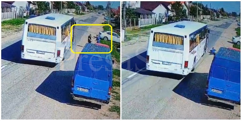 FOTO. Sătmărean căzut dintr-un autobuz, în Culciu Mare. Accident cu victimă