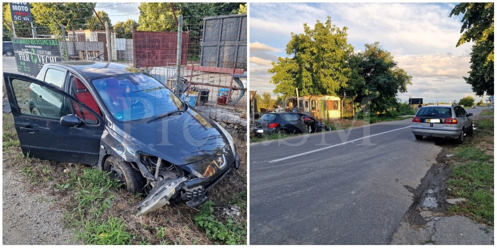 FOTO/VIDEO. Accident și scandal la cimitirul de pe Amațiului. Mașină oprită în gard
