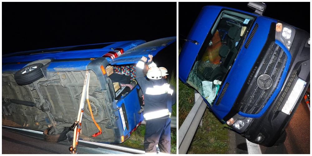 FOTO. DRAMATIC. Un autocar din România s-a răsturnat în Ungaria, pe autostradă. Un om a murit pe loc
