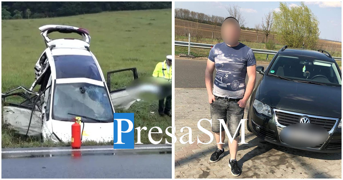 FOTO. Un șofer din Carei a murit într-un tragic accident. Coliziune între un autoturism și un autobuz